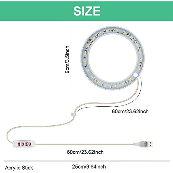 Grow Light Rosnek Plant Grow Lights Full Spectrum Plant Lamp Solljus Med Timer Dimbar Switch USB Halo Light För inomhusväxter Växthus Suckulent 1-Ring Head