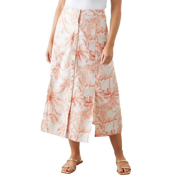 Dorothy Perkins Dam/Dam Palm Print Button Detail Midi Ski Pink 18 UK