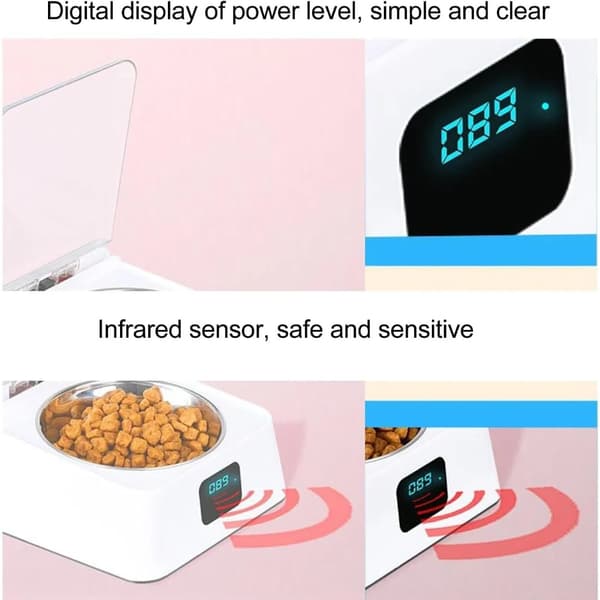 Smart automatisk foderautomat til katte og hvalpe, sund 5G foderskål, induktionskontakt dæksel, egnet til små dyr, automatisk foderdispenser til kæledyr