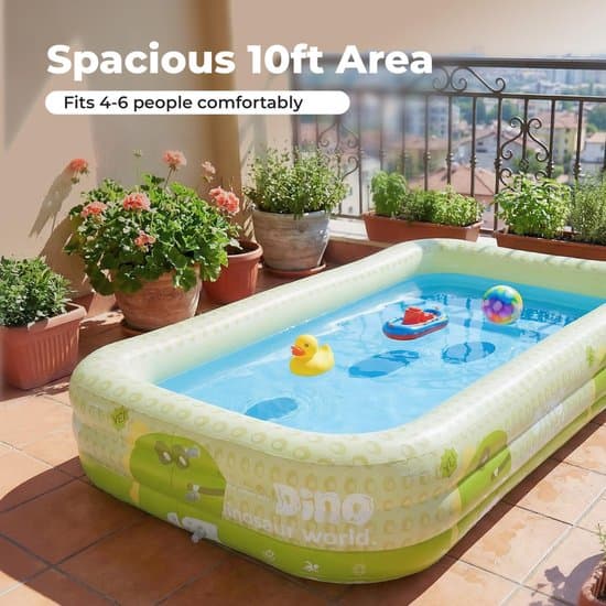 Oppustelig Pool - Børnepool - Familiepool 1,5 Meter - 3-Lags PVC - Grønt Dragedesign til Have og Sommer