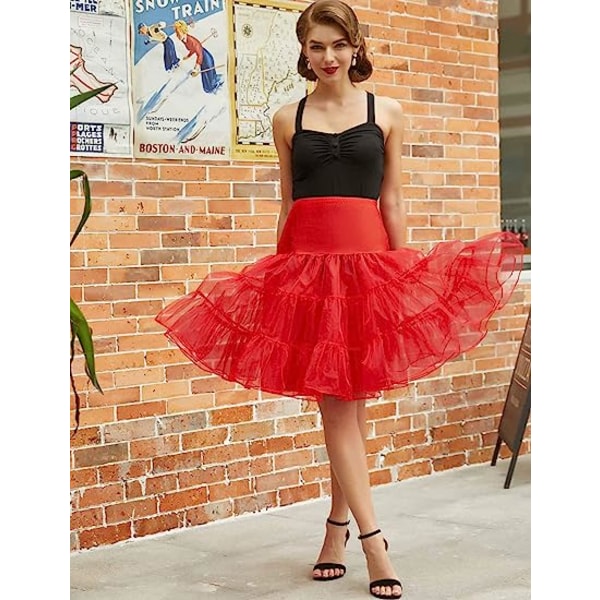 50-tals underkjol Rockabilly Dress Crinoline Tutu för kvinnor Red L