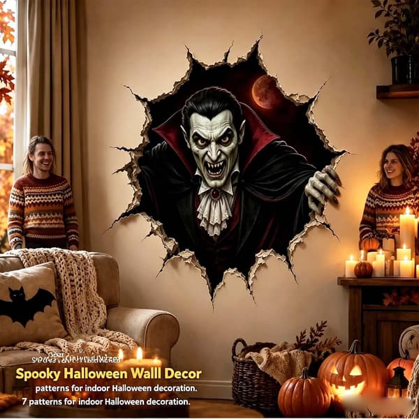Halloween Inbrott 3D Väggdekaler, Halloween Trasiga 3D Väggdekaler Spökinvasion Ghost