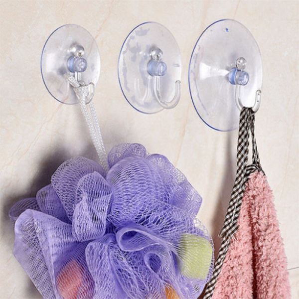 4-pack sugproppar med krok/sugkopp 50 mm transparent