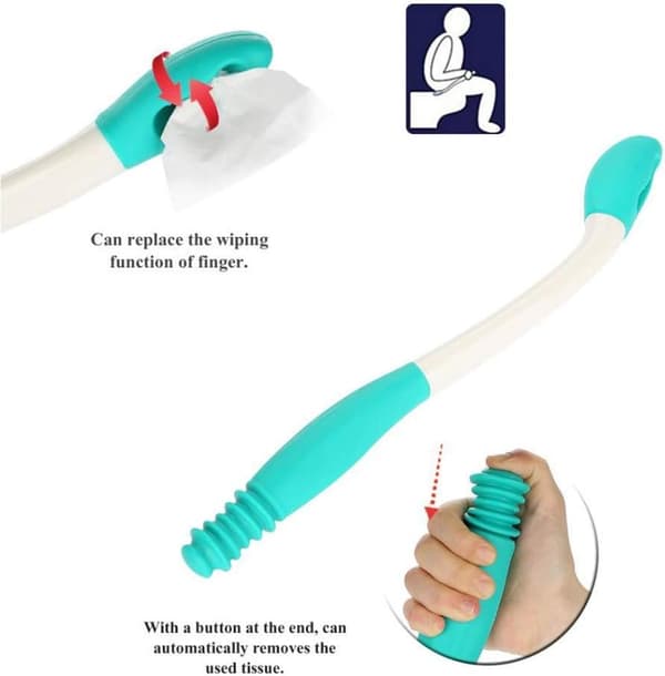 Toilet selv-tørrehjælpemiddel med lang rækkevidde, tørrer og papirholder til ældre