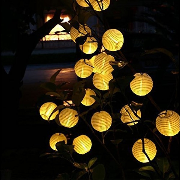 Solcell Rislampa Ljusslinga Papperslykta LED 3,5m 10 Lyktor gul yellow