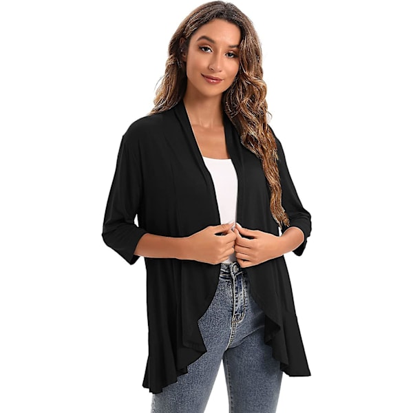 2023 Ny Dammode Temperamentrock Enfärgad Casual Cardigan Sju Points Topp black S