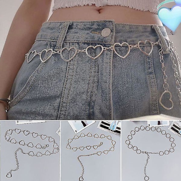 105 cm midjeband Byxor Klassisk midjekedja Kärlekshjärta ihålig gördel för kvinnor Hip Hop Style Mode F