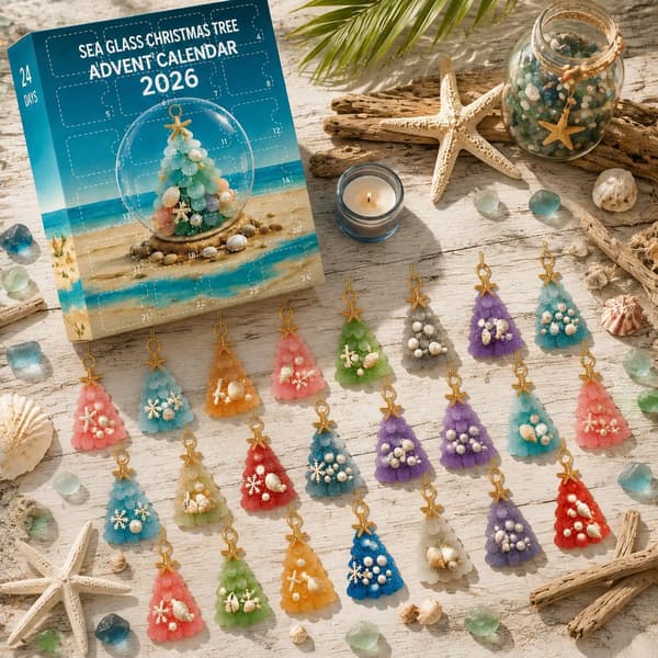 Havsglas Julkalender 2026, 24 Dagars Julgranspynt Set