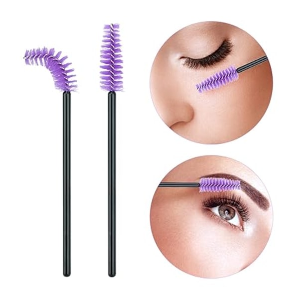 Engångsögonfransmascaraborstar Stavar Applikator Makeup Kit 100-pack (lila Black Rod Deep Purple*100