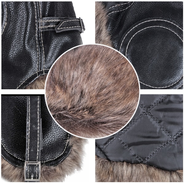 Herr Army Lei Feng hatt med öronlappar Andas plysch konstläder för kallt väder Headcover black one size 55-60cm