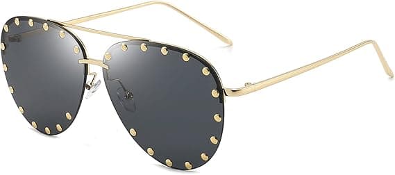 2026 Nye Dame Mode Nittede Aviator Solbriller, Metalstel, UV400 Beskyttelse