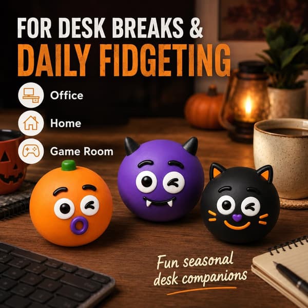 3 st Halloween Squishy-leksak för vuxna, långsamt stigande stresslindrande fidgetboll