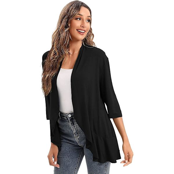 2023 Ny Dammode Temperamentrock Enfärgad Casual Cardigan Sju Points Topp black M