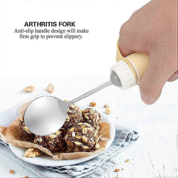 Adaptiv Ske til Parkinson & Arthritis, Ældre Service med Roterende Ergonomisk Håndtag, Rustfrit Stål