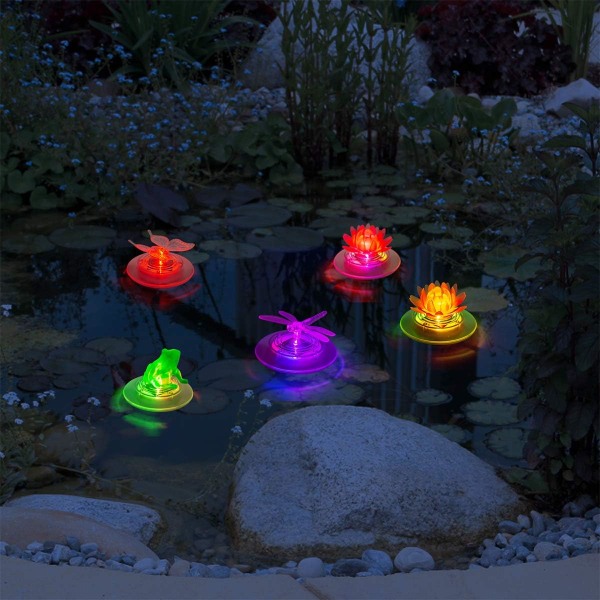 Solar Pond Lights Vattentät LED RGB Solar Floating Lights Dragonfly