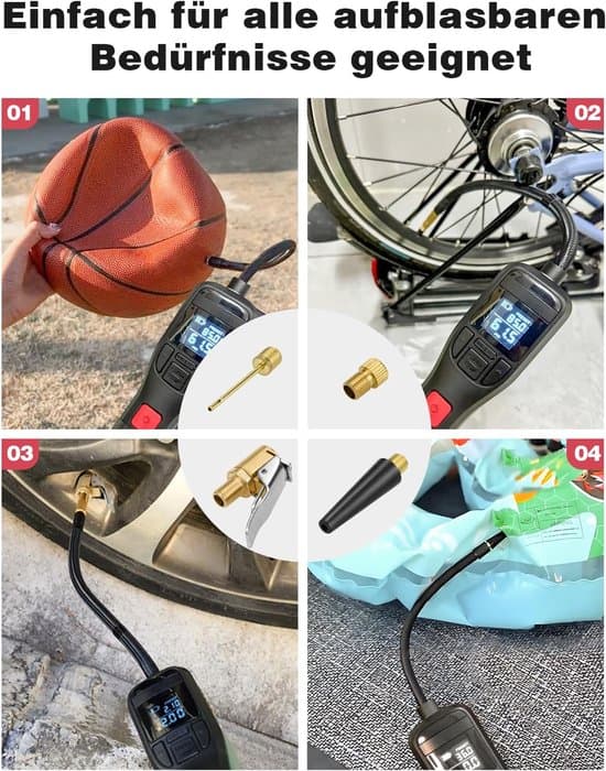 Multifunktionelt Ventiladaptersæt - Kompatibelt med Bosch EasyPump - Egnet til Bildæk, Cykler & Bolde - Sort - 1 Sæt