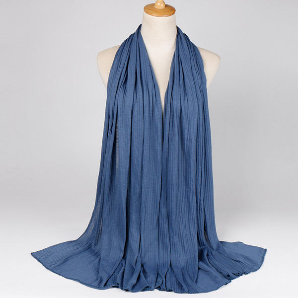 Scarfsjal för kvinnor 2022 höst och vinter Monokrom merceriserad bomull veckad 3# Denim Blue 180cm