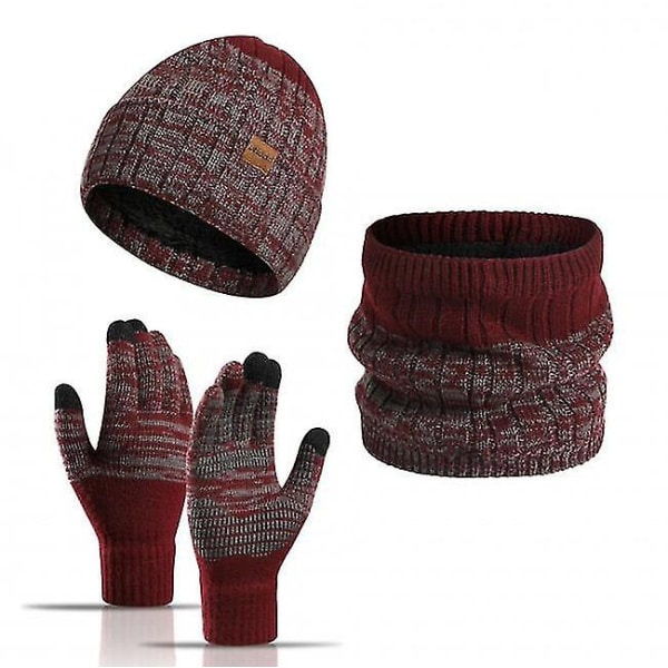 Vintermössa Scarf Handske Set red2