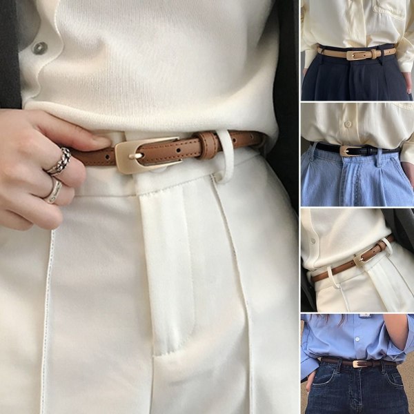 Läderbälte Metallspänne Midjeband KHAKI