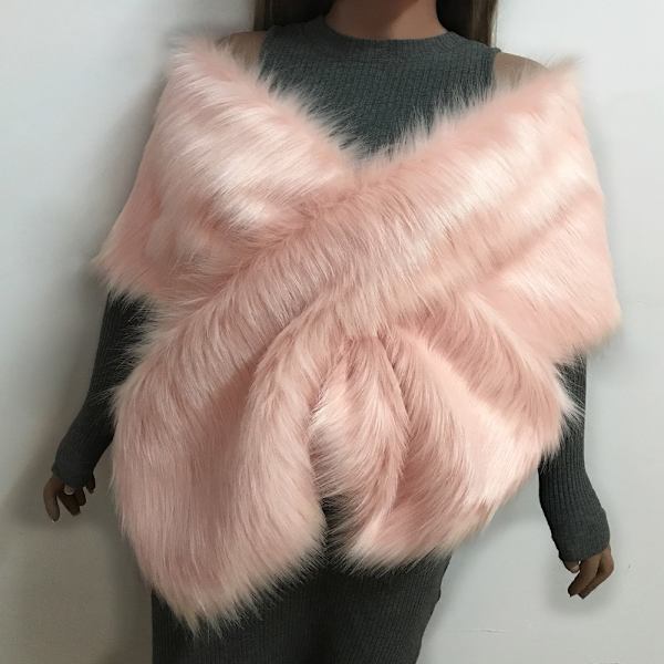 Damsjal i fuskpäls Vinter lång brudscarf VIT
