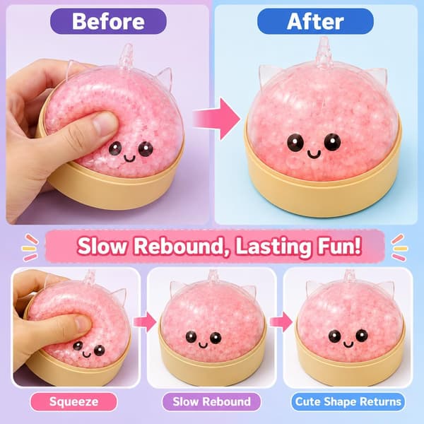 1 stk søt dumpling squishy skrivebordsfidget, fargerike perlefylte klemmevenner, tilfeldig farge