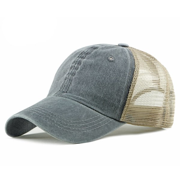 Trucker Ball Cap Mesh Beige Back Justerbar Hat Snapback 2-tons Cap 6 Panel (svart) denim