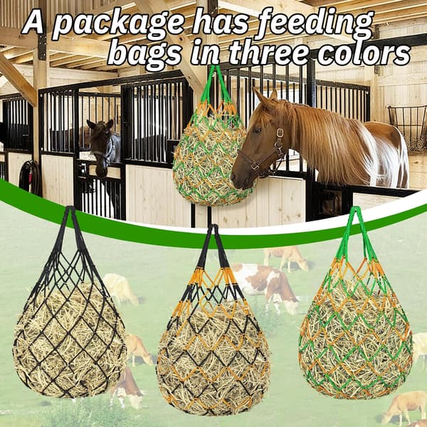 3-pack höpåsar för hästar, getter och får, slow-feed hönät, hängande foderpåsar för stall, släpvagn och utomhusbruk