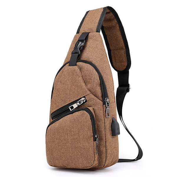 Herr Pojkar Crossbody Satchel Dragkedja Axelväska Bröstväskor Ljusbrun 6.69x2.76x12.99"