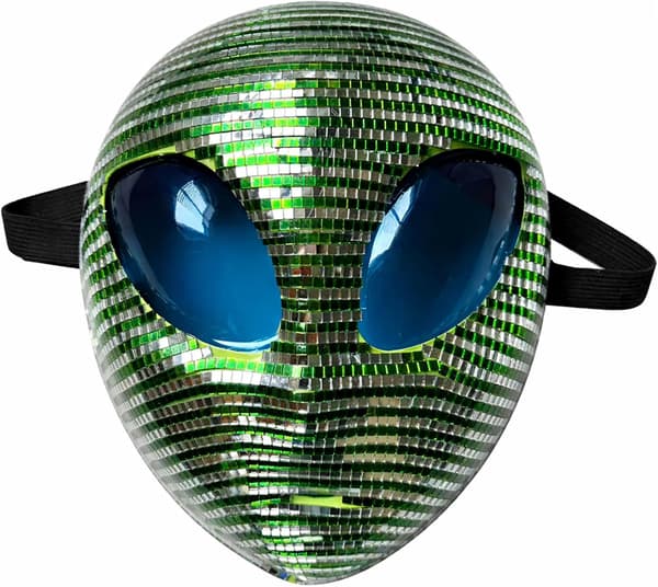 Halloween Alienmask – Glittrande Discospegelmask för fester, baler och kostymevenemang