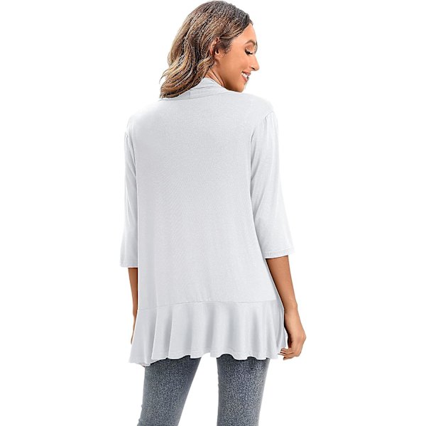 2023 Ny Dammode Temperamentrock Enfärgad Casual Cardigan Sju Points Topp white M
