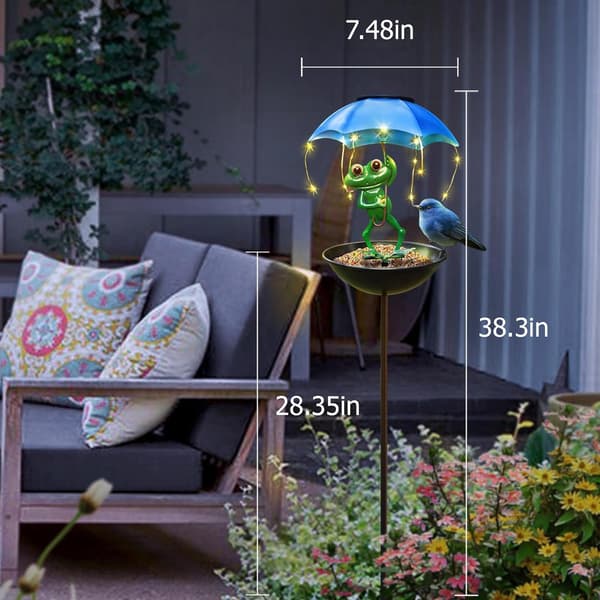 Solar Fuglefoder Frø Haveindretning, Udendørs Solcellelamper med Paraply, Kolibrifoder Dekorativ Sti Belysning Gårdsplads Kunst Ornament Fuglefoder