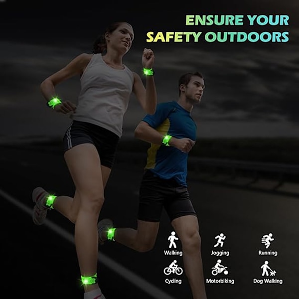 LED Armband för Löpning, 2-pack för Löpare Uppladdningsbar Reflex Utrustning Lysande Armband Hög Synlighet LED Armband - Grön Green