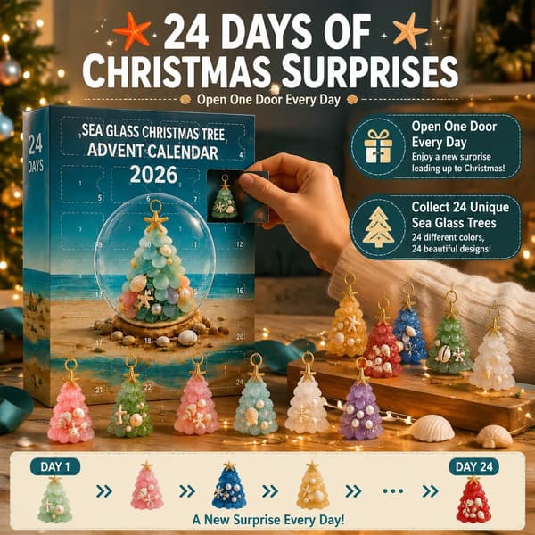 Havsglas Julkalender 2026, 24 Dagars Julgranspynt Set