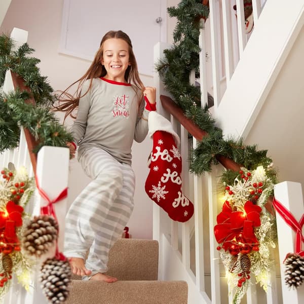 3-pak juleguirlander til trapper, vinduer, døre, rød, delikat stil A