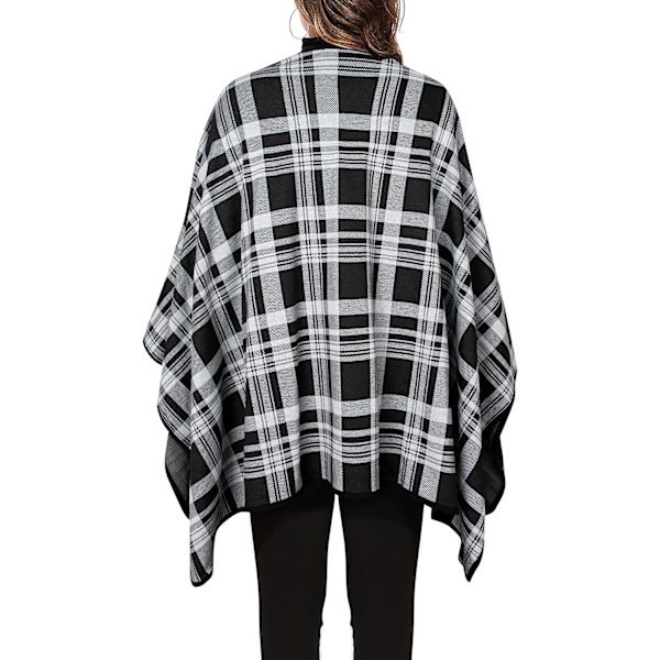 Klassisk rutig sjal omlott dam lång vinter Poncho Cape