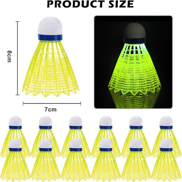 LED Sulkapallo, 12 kpl Sulkapalloja, Nylon Sulkapallo