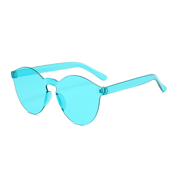 Mode solglasögon i ett stycke godis färg färg kantlösa glasögon Light blue