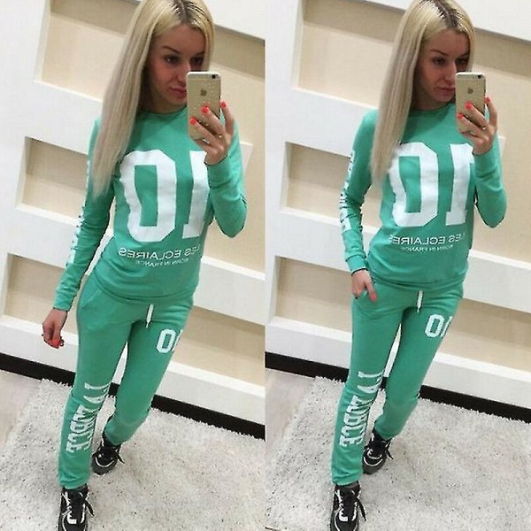 Casual sportkläder för kvinnor Toppar och byxor för fritidskläder Green XL