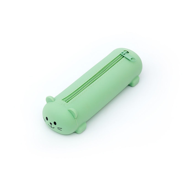 Söt kattunge mjuk silikonpennaöverdrag, 20 x 7 cm, grön Mint Green