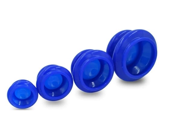 Silikone massagekopper, blå - cupping sæt