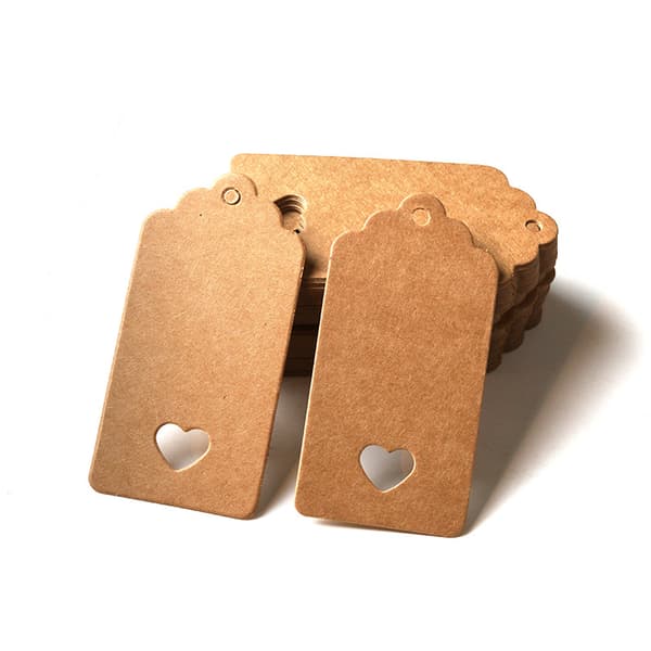 Presentetiketter av kraftpapper 9,5x4,5cm, 100st med jutesnöre, för bröllop