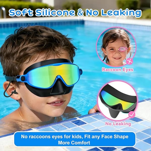 Simglasögon för barn med nässkydd för 3-12 år, 2-pack Anti-im/UV Simmask för pojkar flickor småbarn