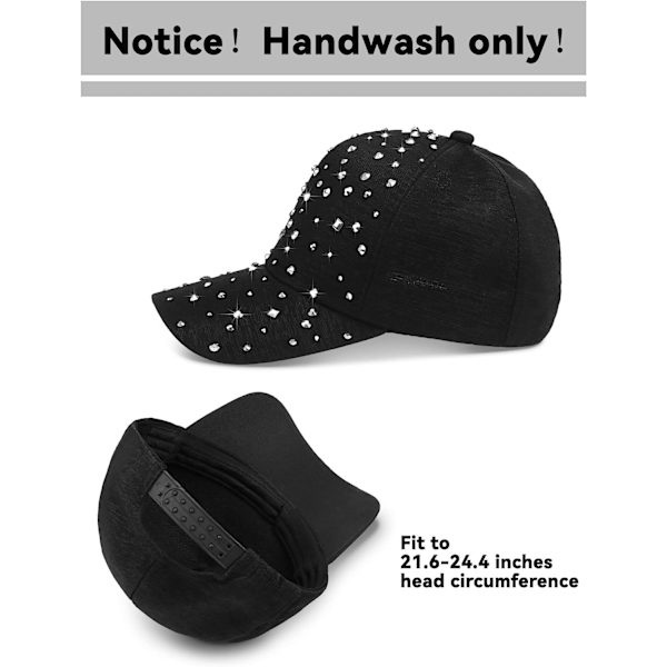 2 st justerbar ventilerande rhinestone cap