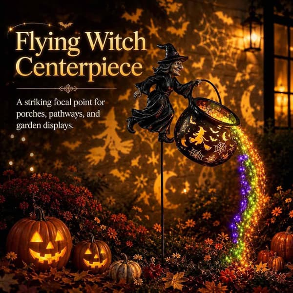 Halloween Heksegryte Hagelys, 33″ Heksepinne Hagelys