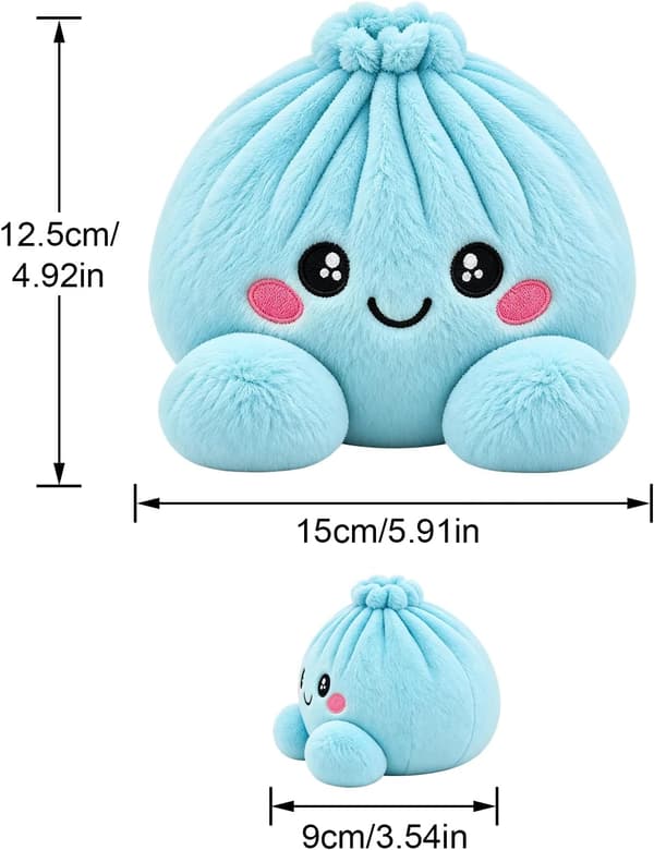 3.9in Mystery Rainbow Dumpling Plysdukke Squishy i Bambus Damperkasse (blå) blue 3.9in