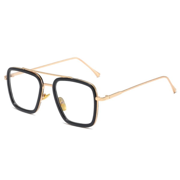 Iron Man Solglasögon Modeglasögon för män Spiderman solglasögon med fyrkantig ram Gold frame black circle transparent