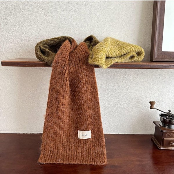 Färg Kontrast Scarf Stickade Scarves BRUN brown