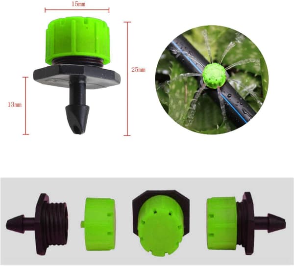 100 st 1/4 tum justerbart mikrodroppbevattningssystem (grönt) green