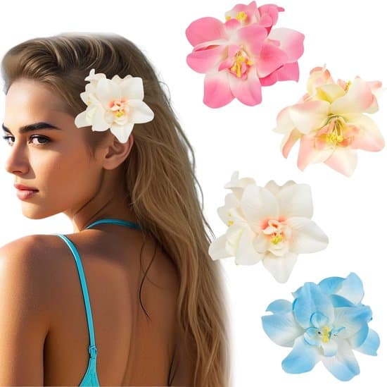 Hawaii blommiga hårnålar - blommor hårklämma - hår - klämma - blomhåraccessoarer - 4 st