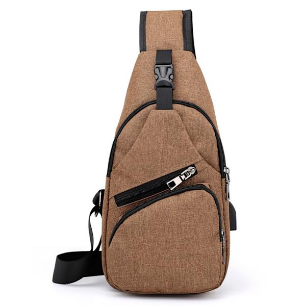 Herr Pojkar Crossbody Satchel Dragkedja Axelväska Bröstväskor Ljusbrun 6.69x2.76x12.99"